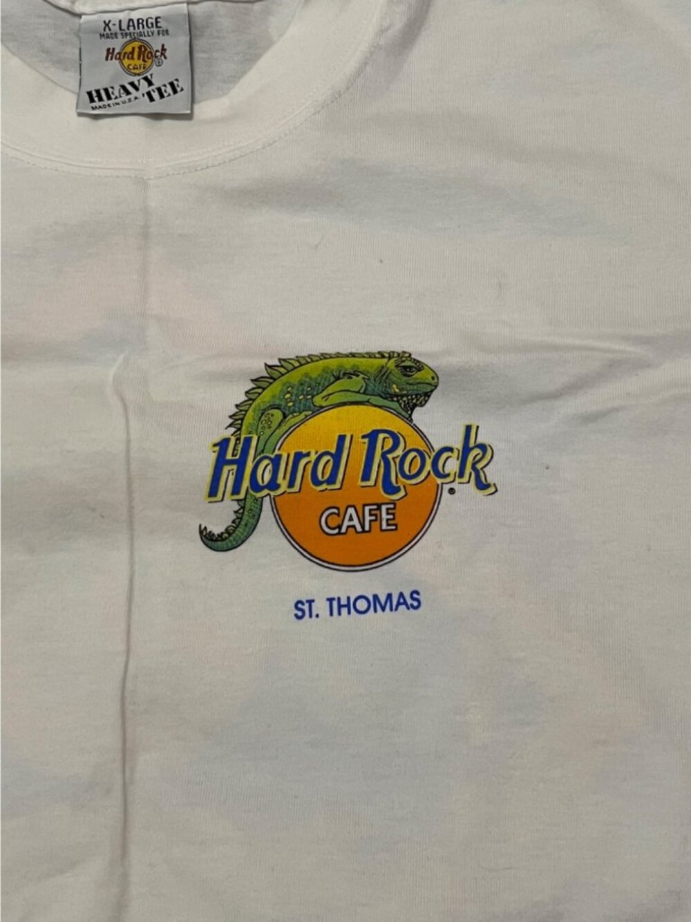 Hard Rock Cafe St. Thomas White T-Shirt X-Large With Vibrant Iguana Design - Picture 3 of 8